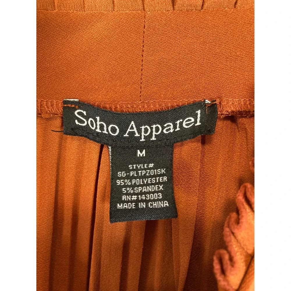 Earthy Boho Soho‎ Apparel Women M Terracotta Pleated Paperbag Waist Maxi Skirt